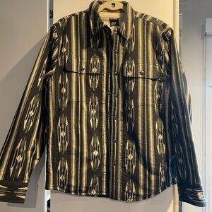 Todd Snyder Black and Cream Patterned Shirt Jacket
